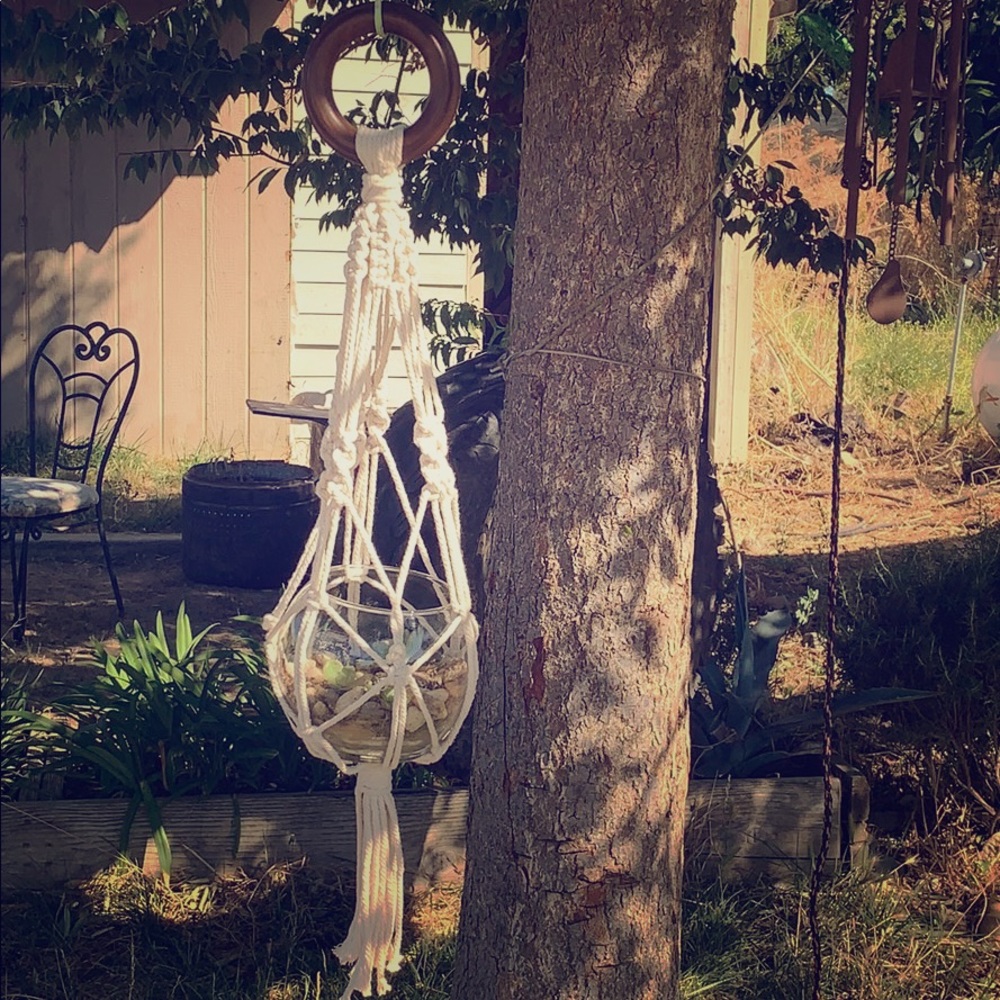Handmade Macrame (succulents & glass orb included)
